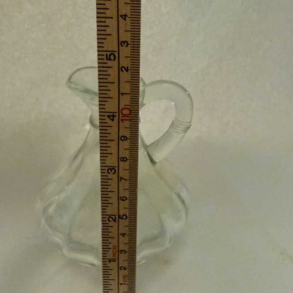 Vintage‎ Clear Ribbed Glass Cruet Miniature Pitcher 4.5 Inch Farmhouse Decor